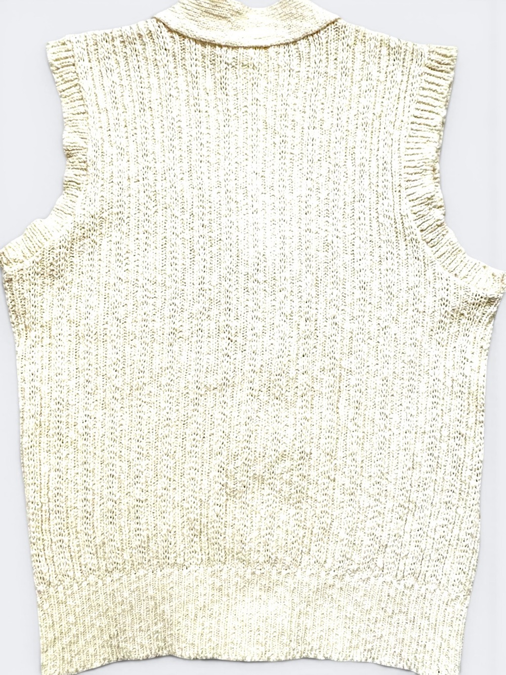 Biba Cream Cotton Ribbed Knit Button-Up Sweater Vest Cropped Petite XS - Picture 10 of 10